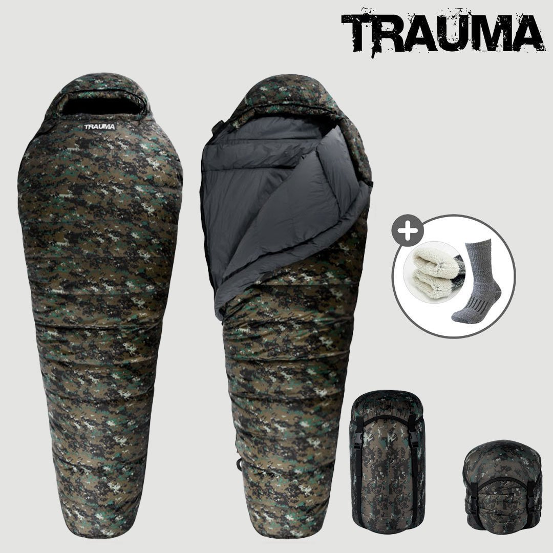 트라우마 레인저 1500 동계 캠핑침낭 오리털 멀티카모 - 상품 이미지