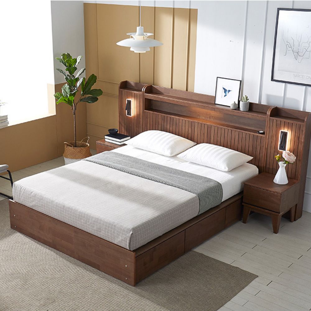 페어리 킹사이즈침대 침대킹 라지 프레임 매트없음, K(킹), 월넛(벙커형)