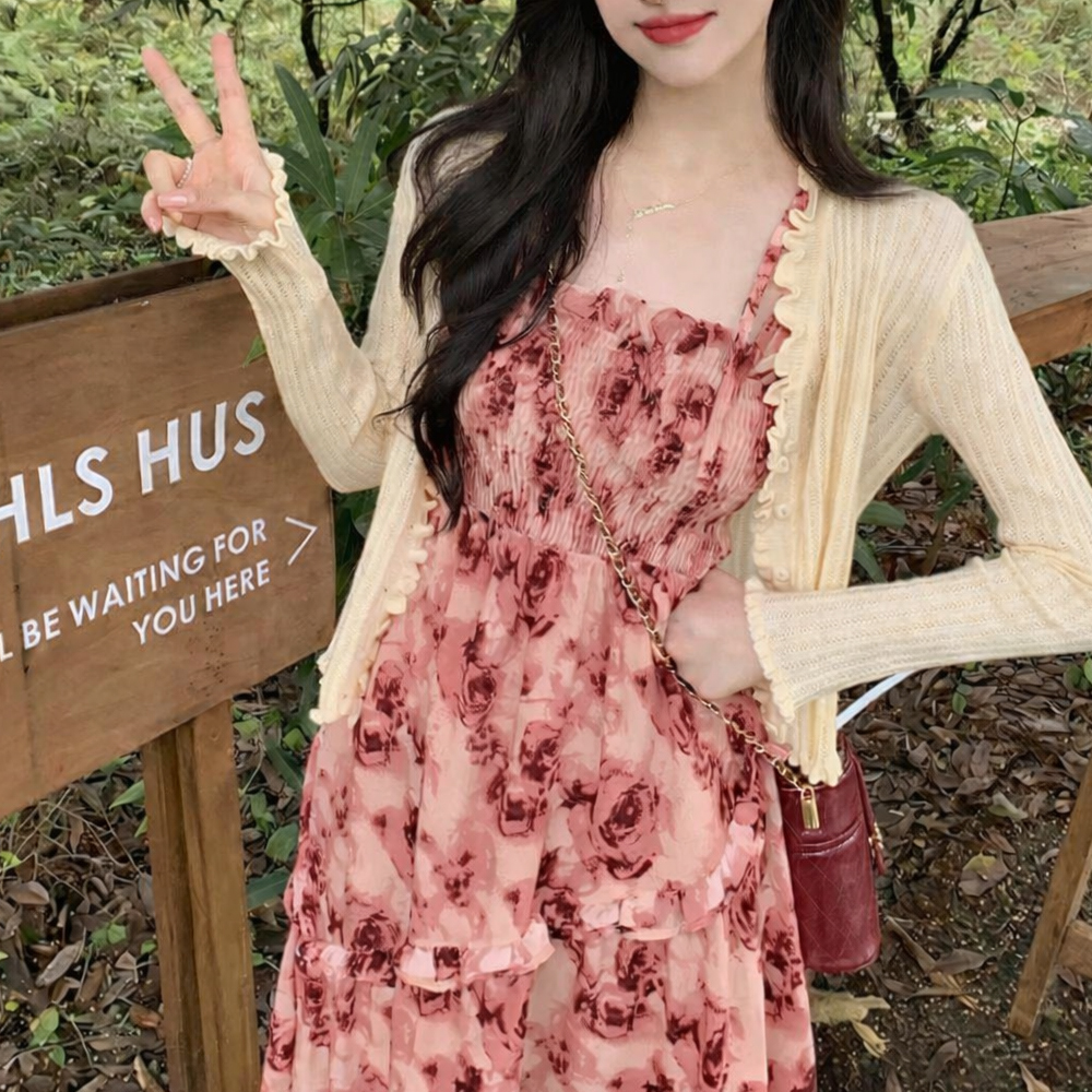 뷔스티에 휴양지원피스 플리츠 여름 나시 휴가룩 비치 바캉스룩 꽃무늬 맥시 롱 - 상세 이미지 3