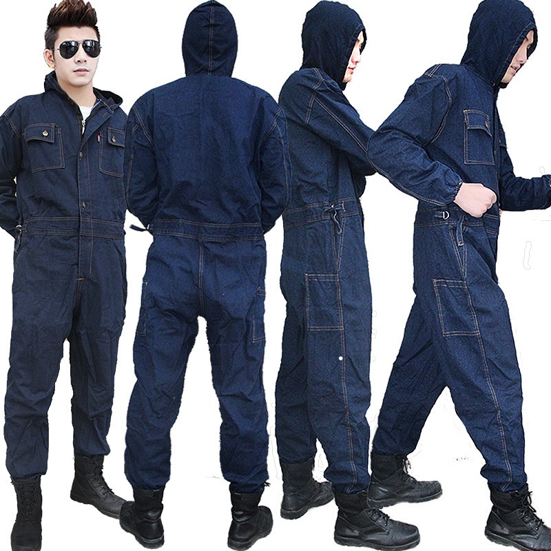 데님 작업복 자켓 겨울 용접 공장 용접복 현장 단체 상의 점퍼 방한복 두꺼운 LT-01 165 (M) - 상품 이미지