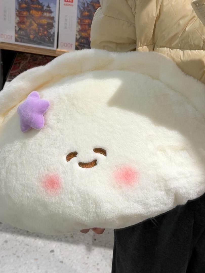 블루바구니 만두쿠션 푹신 찐빵 모찌 인테리어소품 퍼플스타 표준 40cm-49cm - 상세 이미지 4
