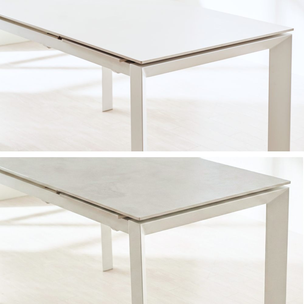 NOON 모어 직각 화이트 세라믹 확장형 6인용 포세린 식탁 1400,1800