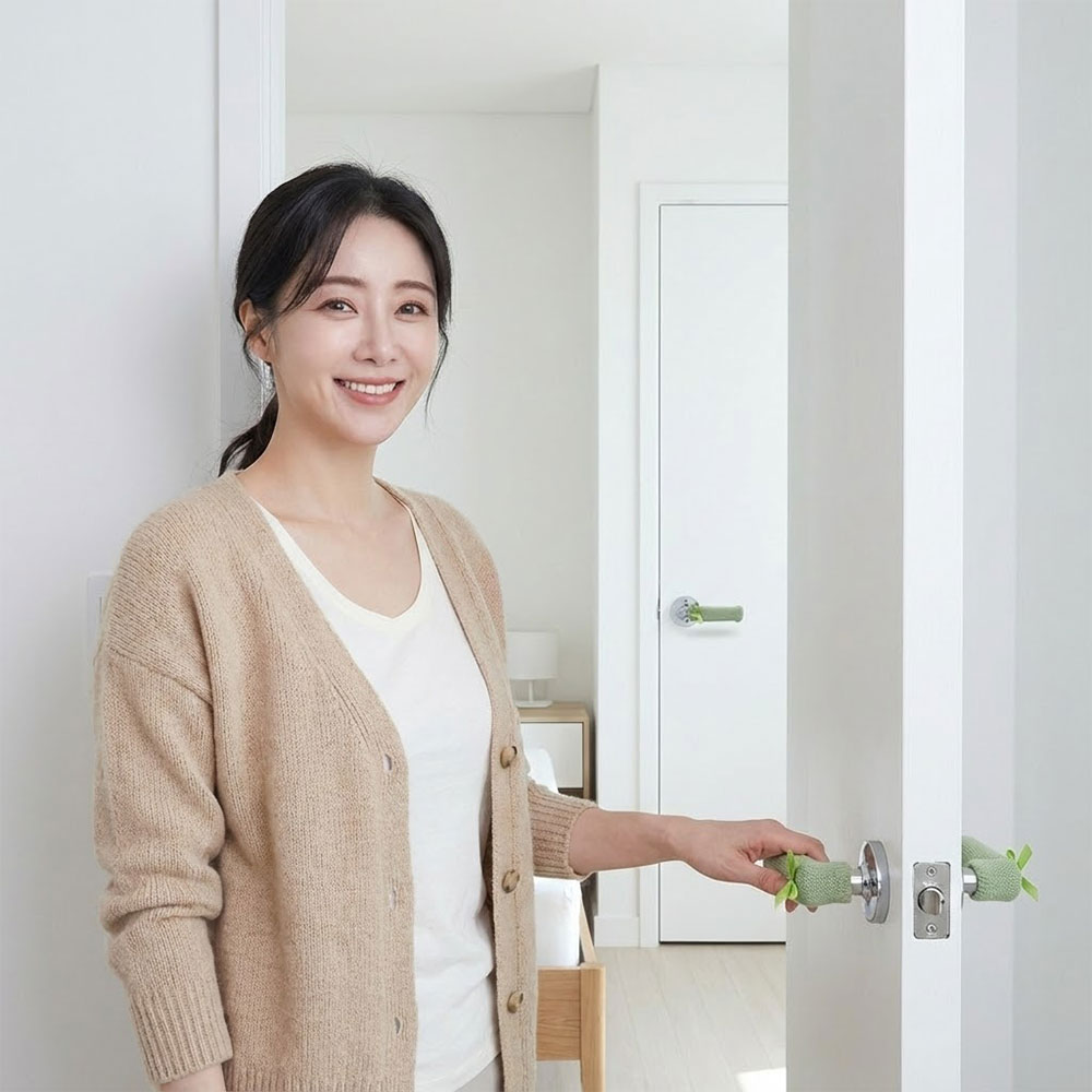 실리콘 문손잡이커버(1P) 정전기방지 문고리 일자형 방문
