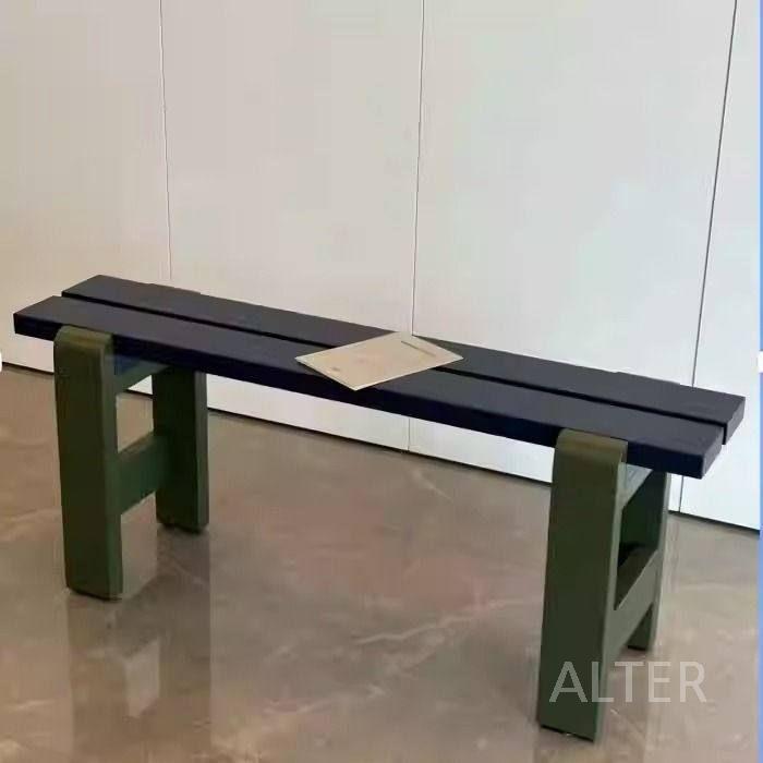 미니 벤치 편한 카페 나무 식탁의자 벤치형 긴 의자 원목 100x23x45cm 다채로운 옐로우 - 상세 이미지 4
