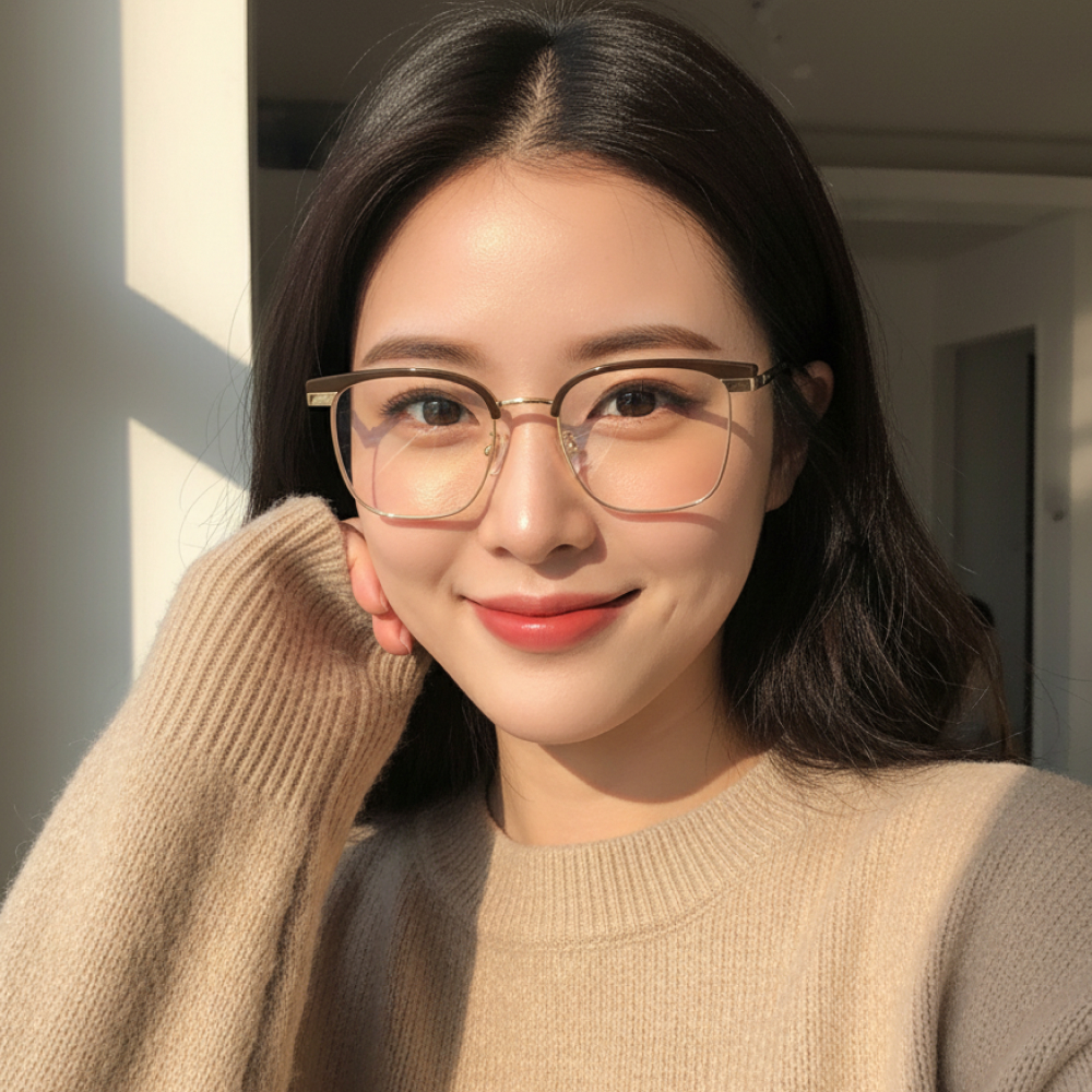 긱시크 블루라이트차단안경 투명 남자 여자 사각 변색 하금테 하은테 자외선 전자파 - 상세 이미지 2