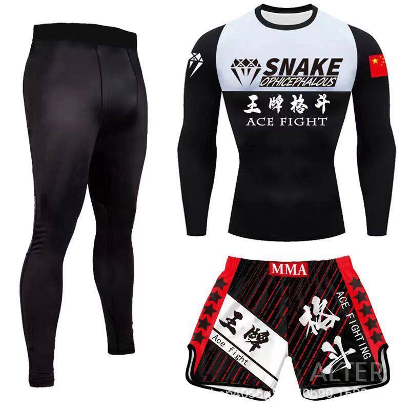 무도복 래쉬가드 3피스 MMA 트레이닝복 4XL 트렁크 도복 무에타이 - 상세 이미지 3