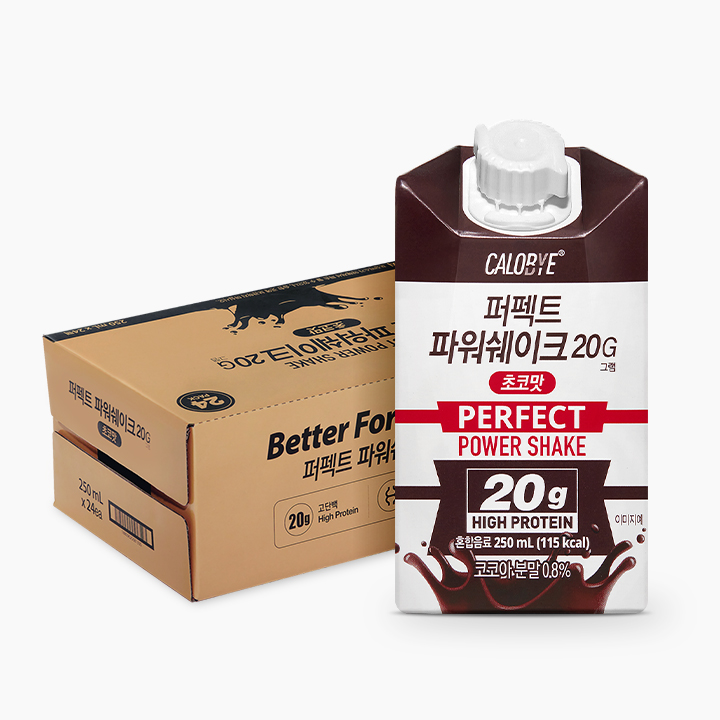 칼로바이 퍼펙트 파워쉐이크 20G 초코맛 프로틴 음료 마시는 단백질 드링크 250ml x 24개입 제품 이미지