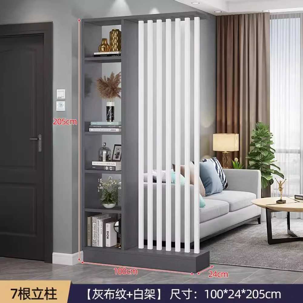 가벽선반 거실 파티션 공간분리 간살 높은 기둥 분할 80cm/회색패브릭+화이트기둥5개조립 - 상세 이미지 2