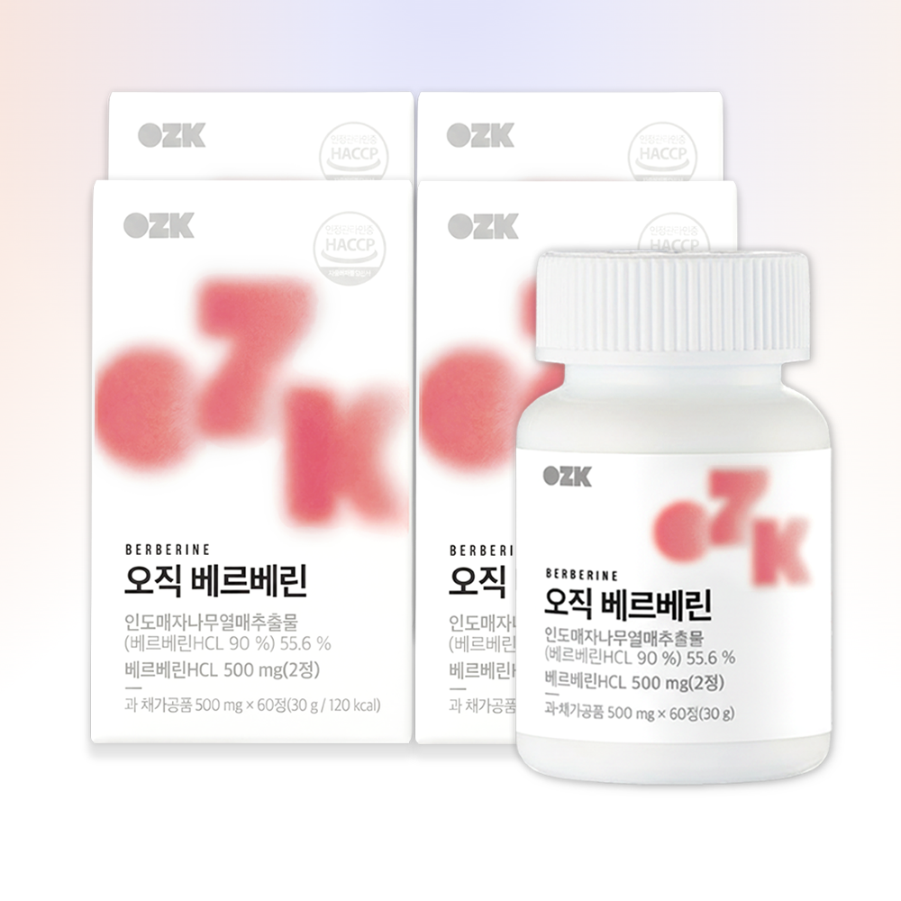 [N배송] 오직 베르베린 500mg 식물유래 매자나무추출물 60정, 4개 - 상품 이미지