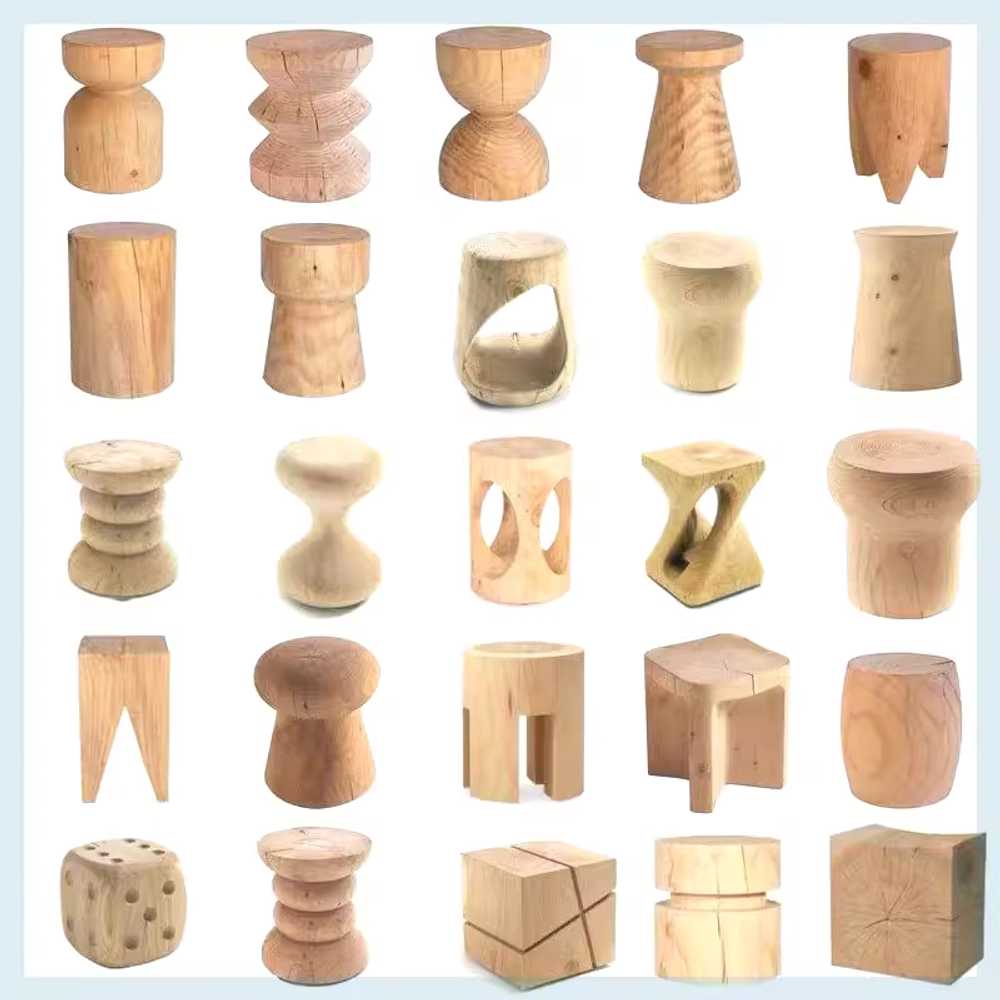 큐브 스툴 원목 디자인 카페 가정 홈 인테리어용 A형 32x32x45 원목 이미지 6