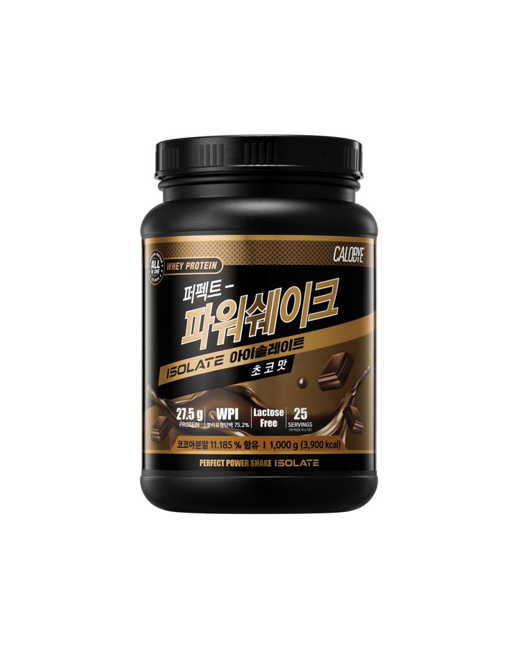 칼로바이 퍼펙트 파워쉐이크 아이솔레이트 분리 유청 단백질 WPI 보충제 프로틴 쉐이크 초코맛 1kg 제품 이미지