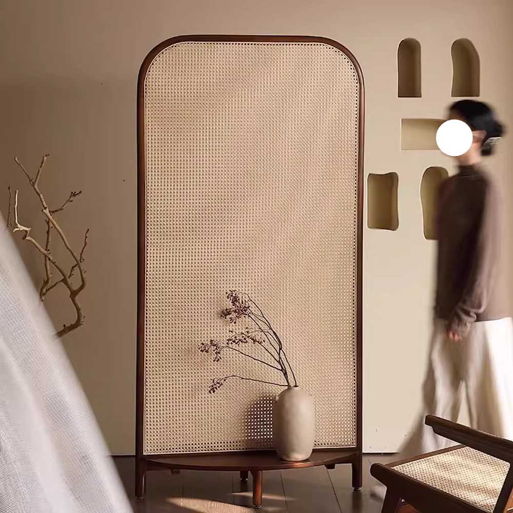 공간분리스크린 라탄가벽 호텔용 인테리어 파티션 110cm 월넛 - 상세 이미지 4