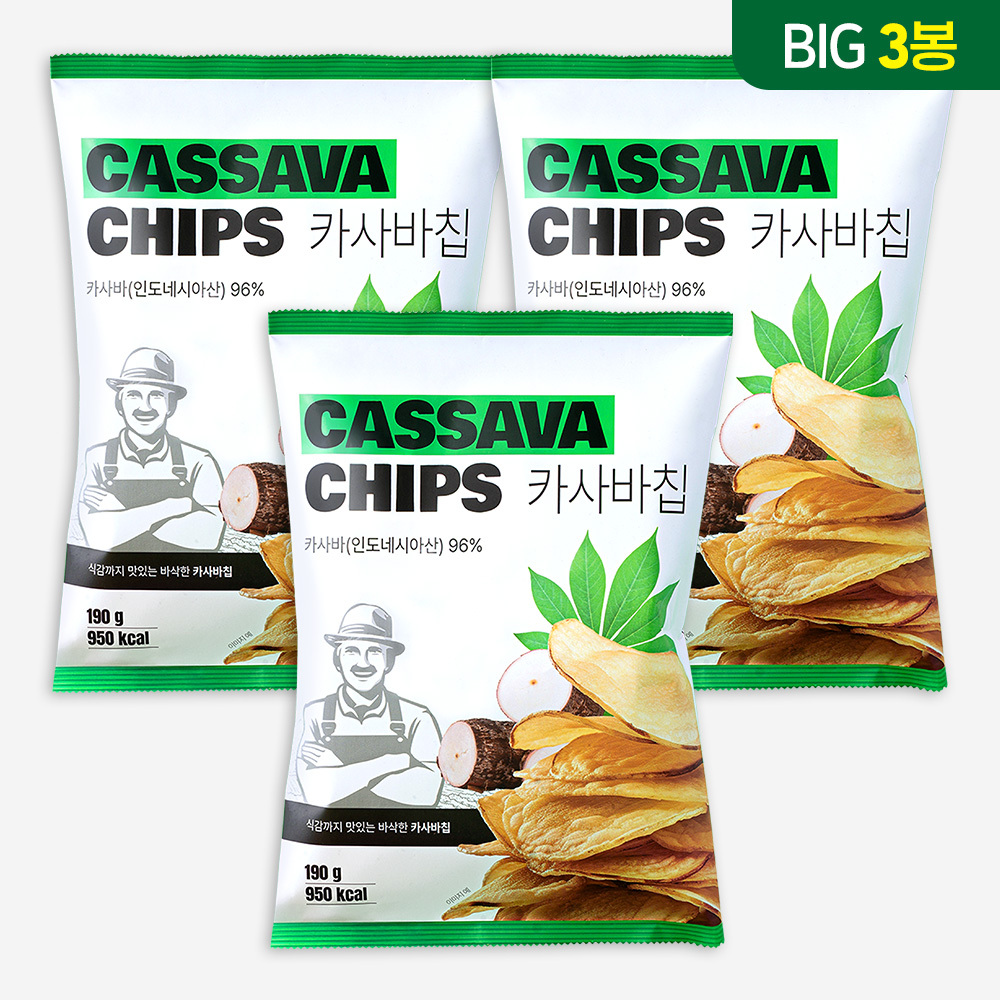 왓더파머스 정제설탕 제로 글루텐프리 통슬라이스 카사바칩(빅) 190g, 3개 - 상품 이미지