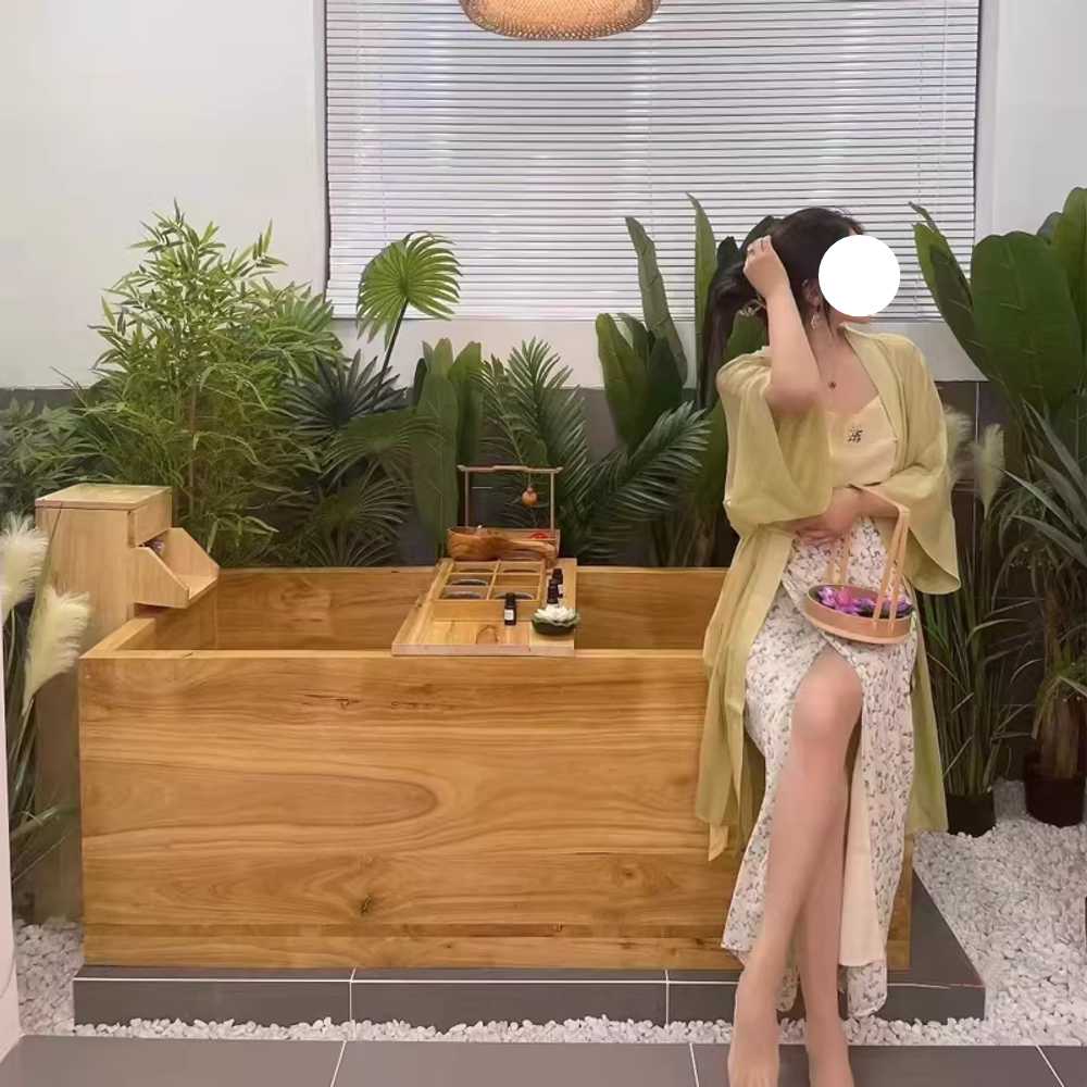 편백욕조 히노끼탕 스파형 대형 가정용 사우나자쿠지 200x100x60cm - 상세 이미지 5