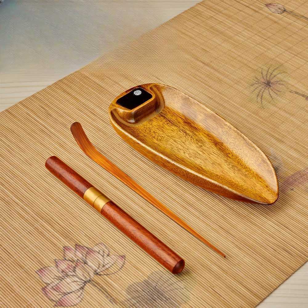다도 저울 원목 주방 계량 분말 찻잎 그레인 측정 차 월넛나무 200g / 차칼 4종 증정 - 상품 이미지