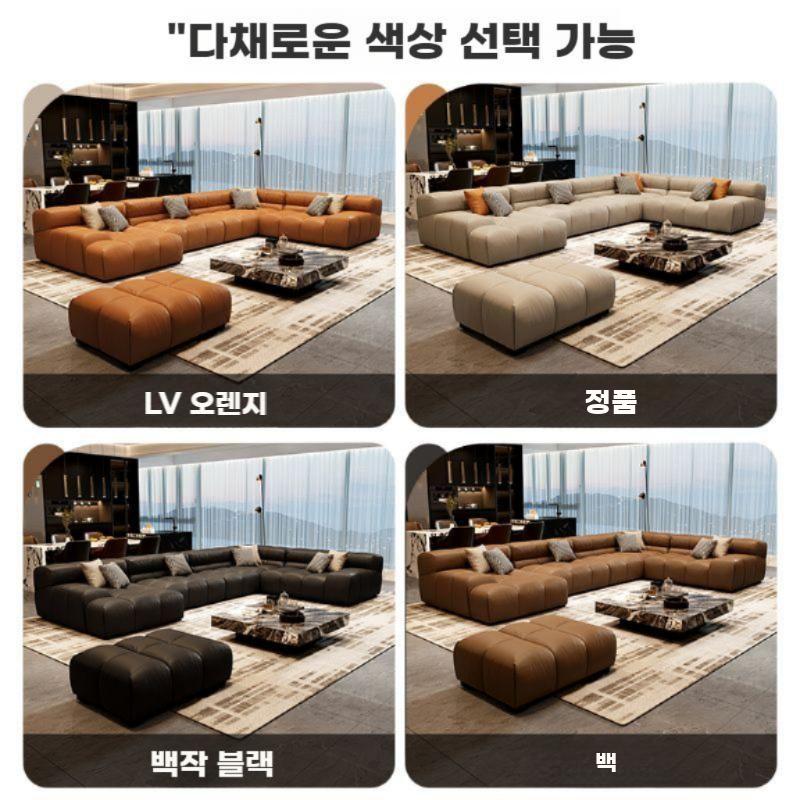 거실 가죽소파 코너 카우치 소가죽 레더 고급쇼파 대형 더블2.18m - 상세 이미지 5