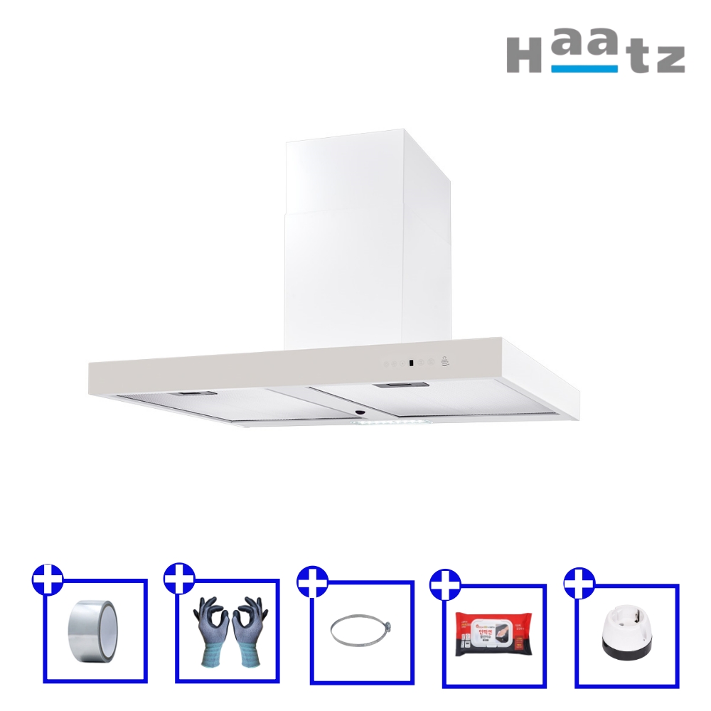 하츠 주방후드 모던스퀘어 화이트 침니형 MSH-90WH 주방후황 900장용 쿡탑연동