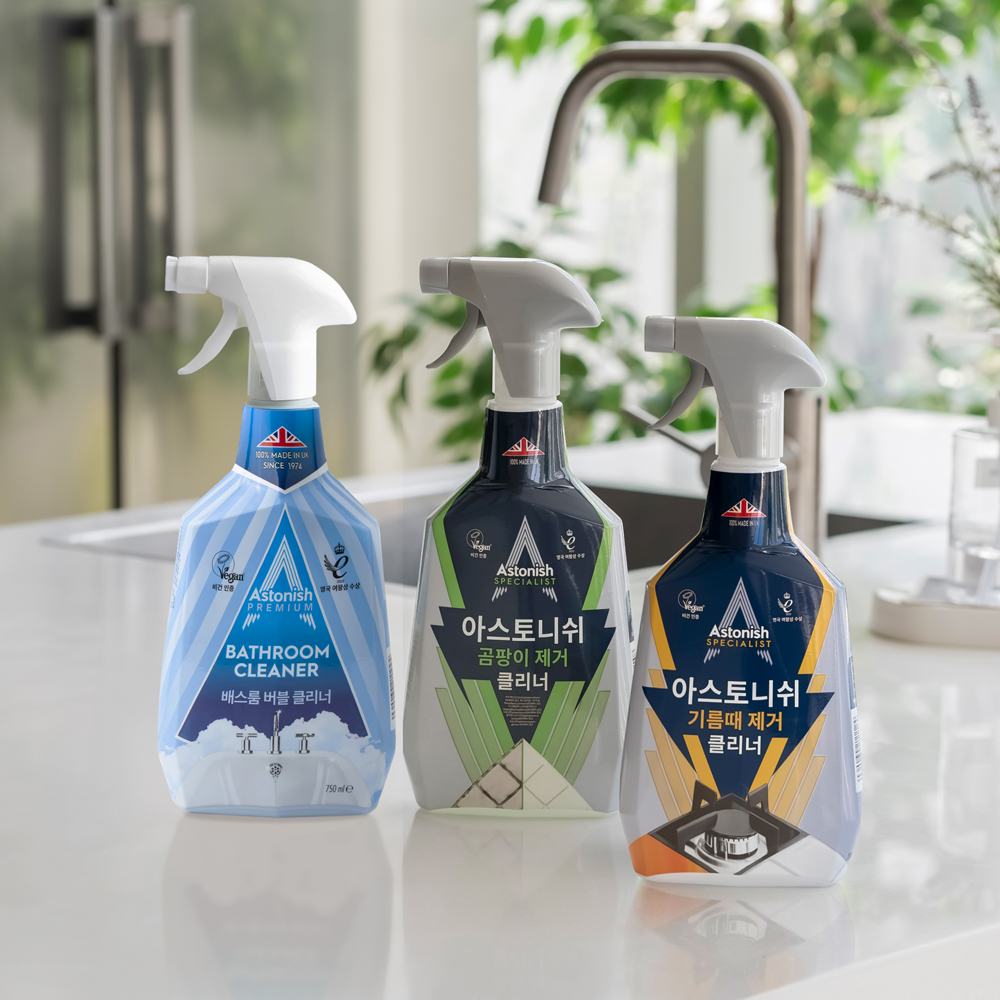 [본사] 아스토니쉬 기름때 750ml+배스룸 750ml+곰팡이제거 750ml 세제 물때 후드 제품 이미지
