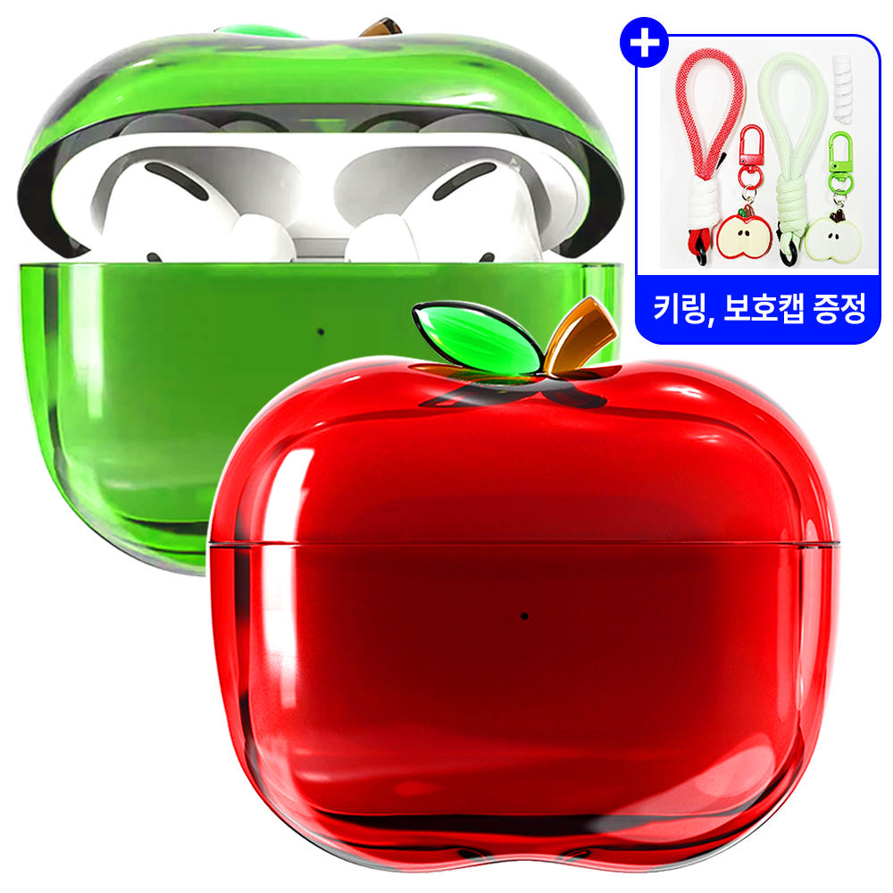 사과 에어팟케이스 에어팟4 케이스 애플 이어폰 4세대 커버 젤리 반투명 키링 이미지 2