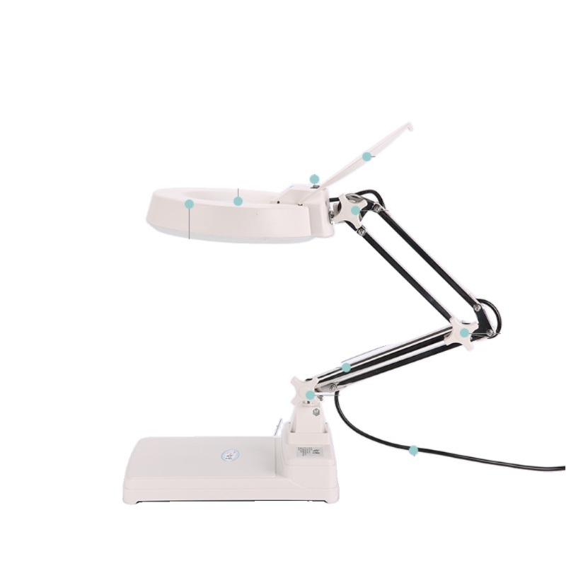 산업용 확대경 스탠드 고화질 돋보기 독서 작업대 고배율 탁상용 LED 검사용 납땜 3x 시안화물 유리 - 상세 이미지 4