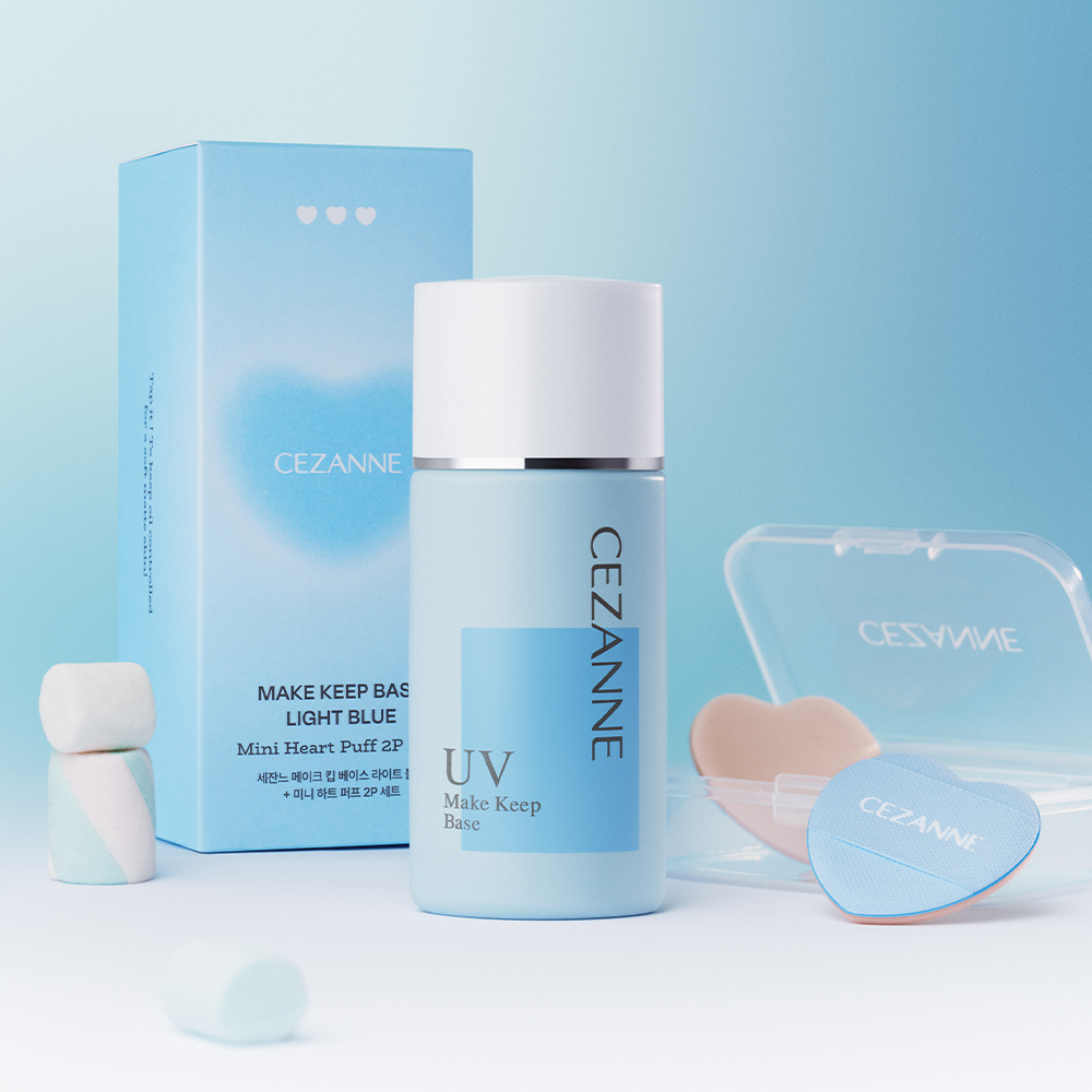 [세잔느] 메이크 킵 베이스 라이트블루 30ml+미니 하트 퍼프 2P 세트 SPF28 PA++ 제품 이미지