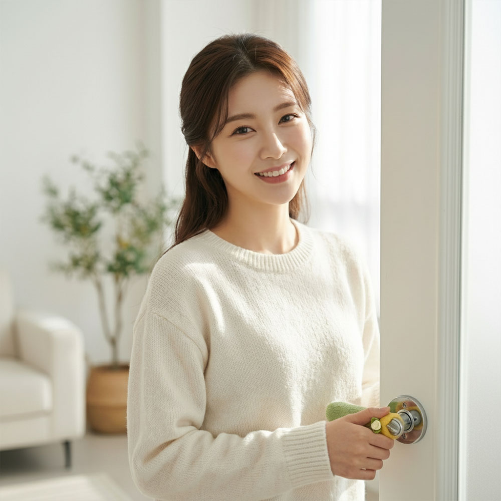 실리콘 문손잡이커버(1P) 정전기방지 문고리 일자형 방문