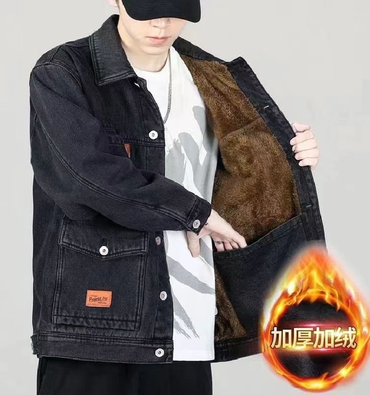 데님 작업복 공장 용접복 겨울 노가다 단체 청 근무복 방한복 자켓 점퍼 T01 블랙 S - 상품 이미지