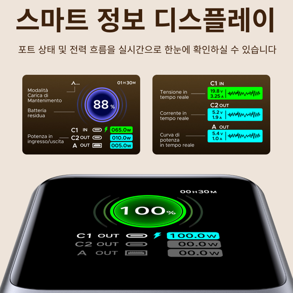 유그린 넥소드 릴케이블 시리즈 PD PPS 대용량 고속충전 보조배터리 165W 20000mAh PB726 - 상세 이미지 2