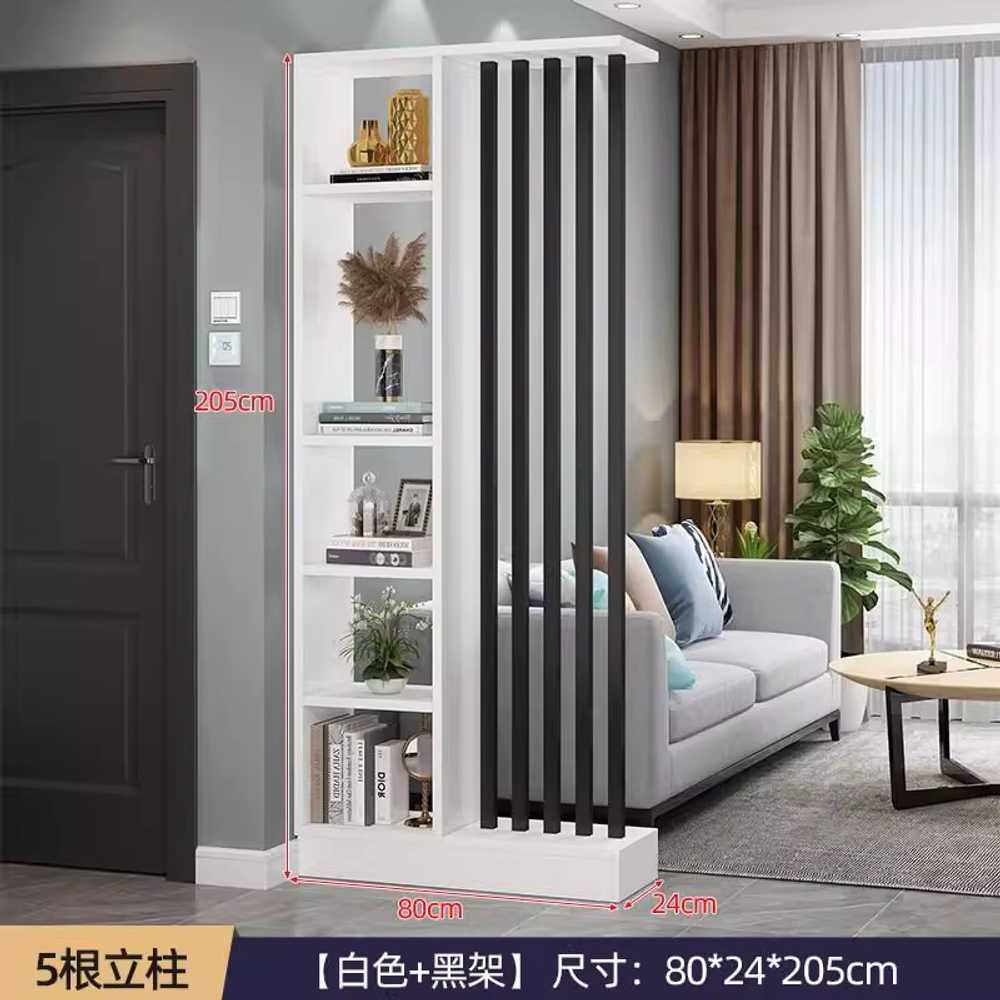 가벽선반 거실 파티션 공간분리 간살 높은 기둥 분할 80cm/회색패브릭+화이트기둥5개조립 - 상세 이미지 3