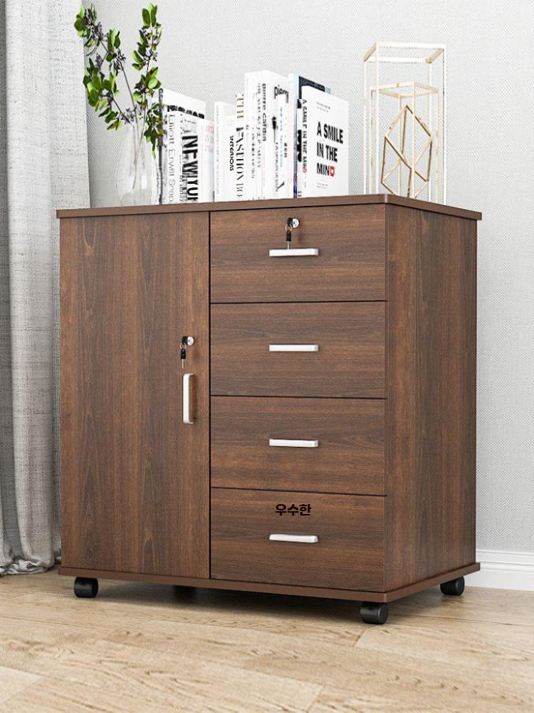 사무실 수납장 이동식 프린터 서랍장 복사기 캐비닛 서류 이동식 블랙 화이트 70x40x57cm - 상세 이미지 4