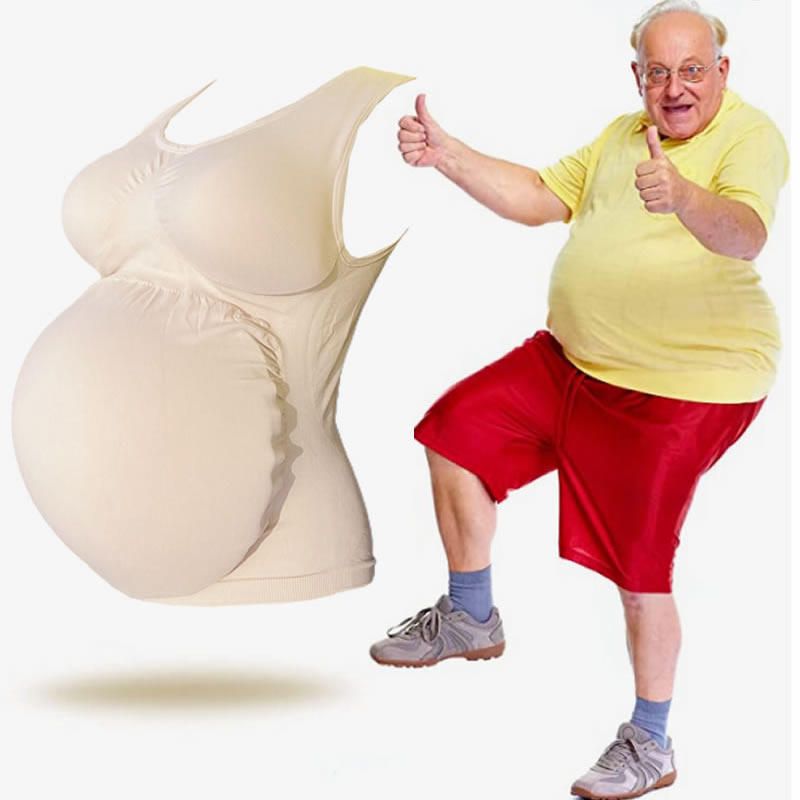 임산부 체험 만삭 임신체험복 가짜 모형 대여 시뮬레이션 분장 소품 경험 인종 브래지어 조끼 배꼽 커버 L - 상품 이미지