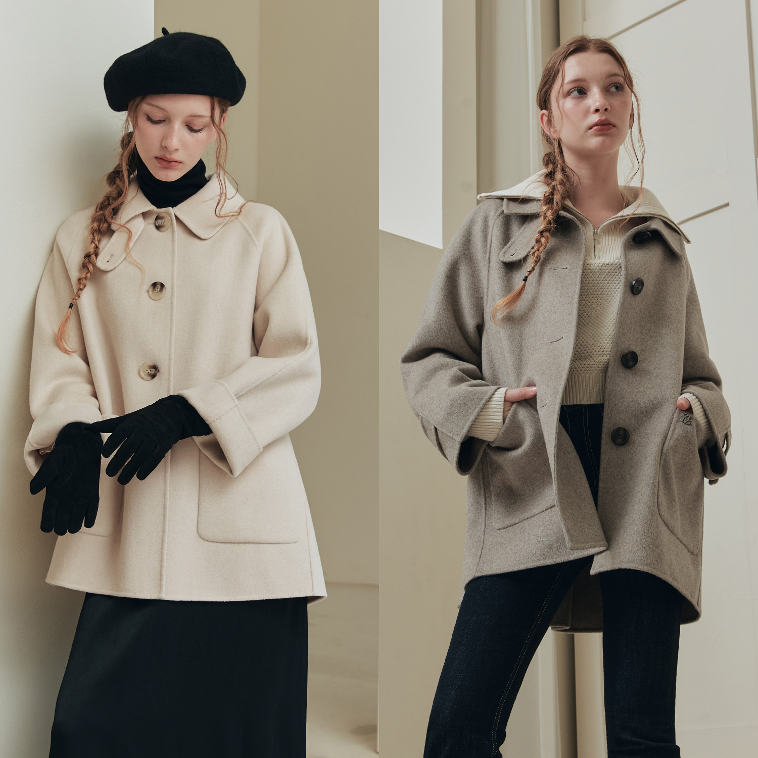 [제로스트릿][6컬러] 핸드메이드 에이라인 울 하프 코트 HAND MADE A LINE WOOL HALF COAT