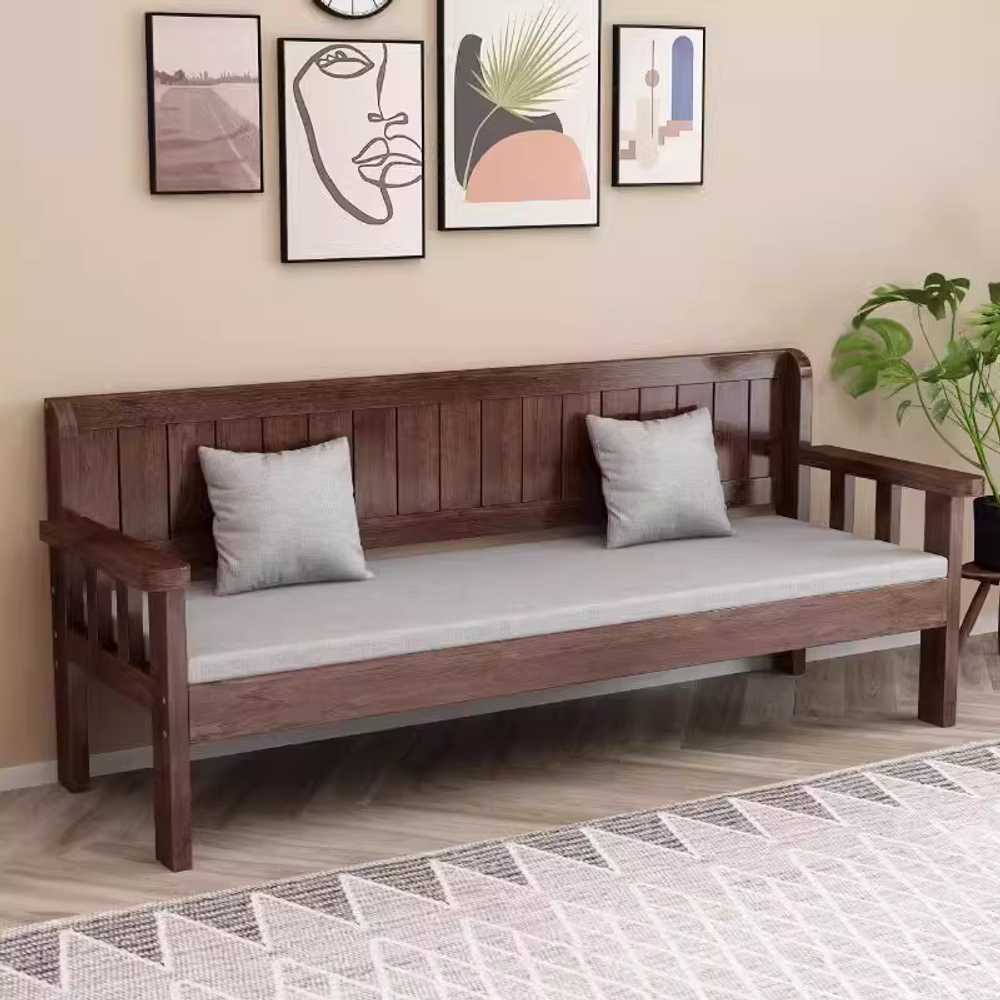 나무 소파 벤치 3인용 원목 거실 평상 카페 가구 160x55x80cm 체리(쿠션) - 상세 이미지 5