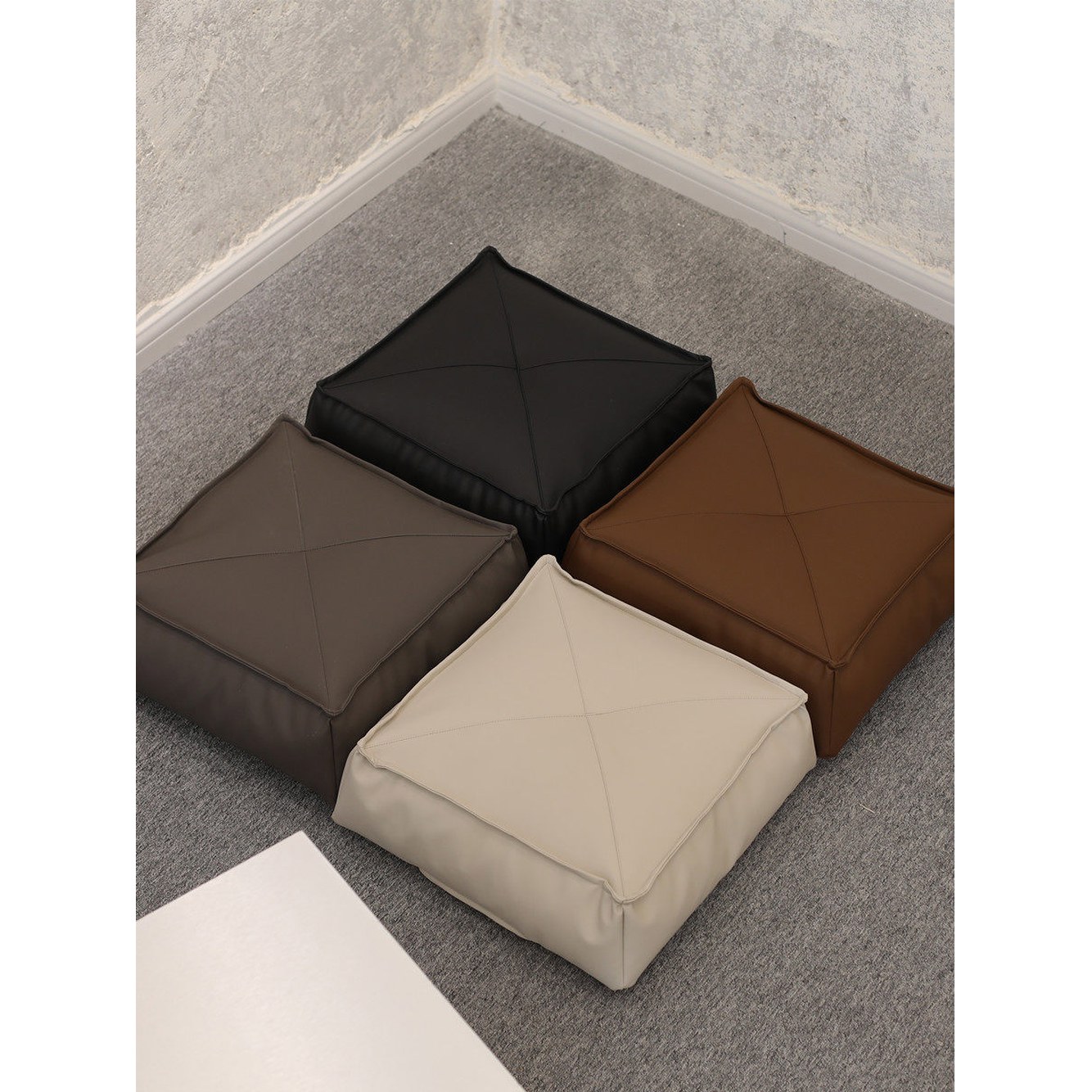 베 방석 인조가죽 30x12cm 가죽 35x35높이15CM 바닥 리폼 높이조절 쿠션 EPP패딩 인조 사무용 둥근 거실 꽃잎가루 35x35 높이15CM EPS패딩 - 상세 이미지 3