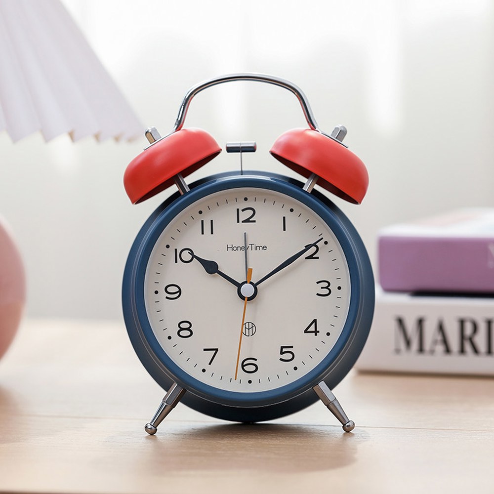 GATE 뉴게이트 탁상시계 레드 볼록한 블루 Bla 3인치 찰리 옐로우 아날로그 컬러 컨템포러리 알람시계 블루 컬러 볼록한 면 3인치 - 상품 이미지