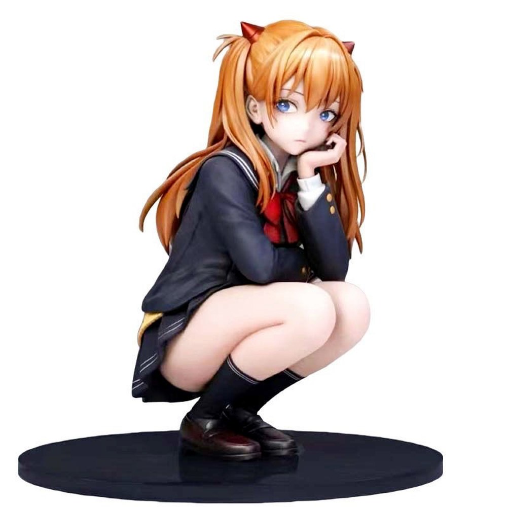 랑그레이 장 아스카 피규어 에반게리온 교복 쪼그려 앉은 아스카 높이 약 15cm 컬러팩 - 상품 이미지