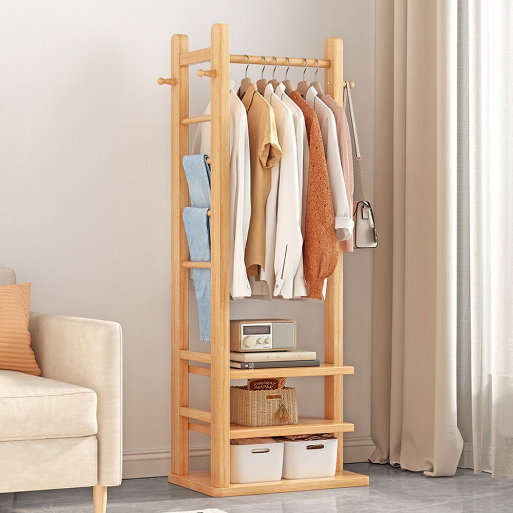 도톰 호두 현관 심플 세우는옷걸이 트럼펫 초강력 가정용 원룸 호두색 행거 선반행거 진열장 옷가게 드레스룸 원목 원목 행거 심플 도톰 트럼펫 호두 - 상세 이미지 3