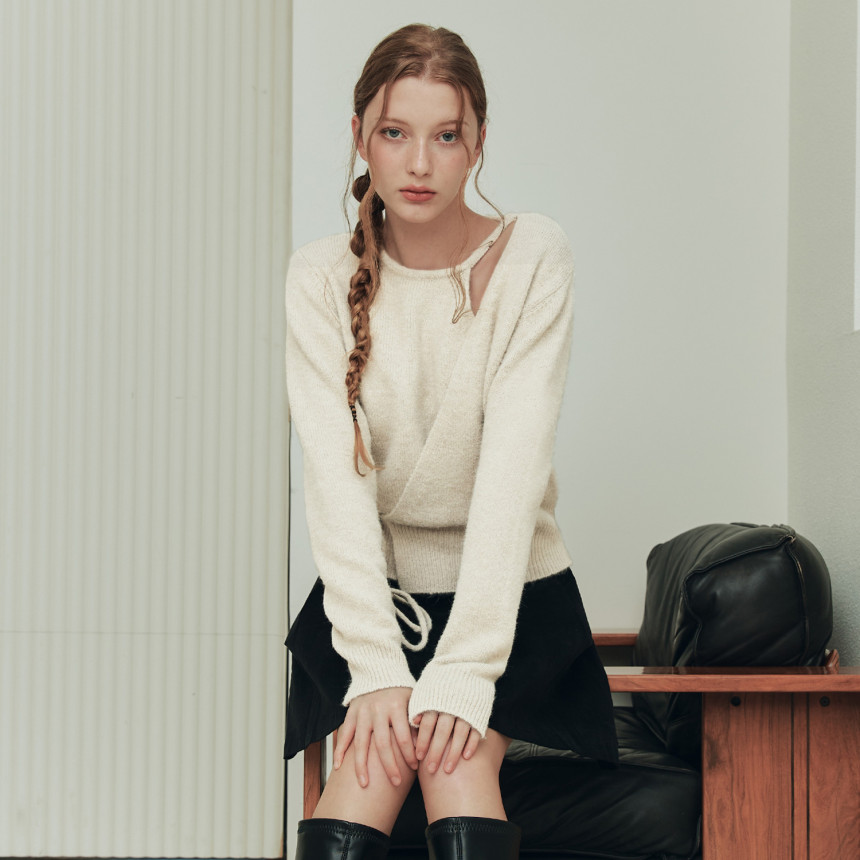 [제로스트릿[김유정 착용[2TYPE 울 블렌딩 랩 스웨터 WOOL BLENDING WRAP SWEATER 사진 5
