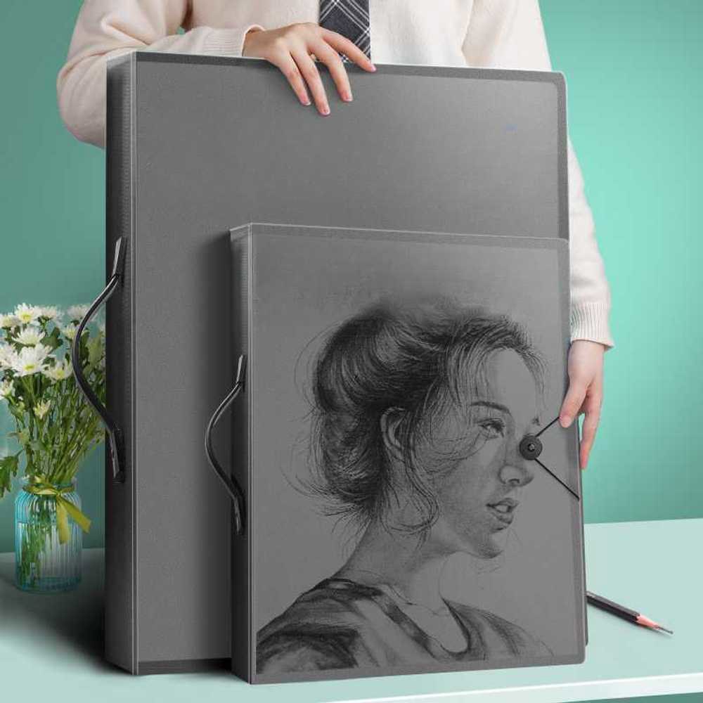 정리 그림 작품집 수채화 휴대용 A2 도구 60매 서랍함 터 검정 보관함 1 딥 블루 60페 A3/8k 는 120장을 - 상품 이미지
