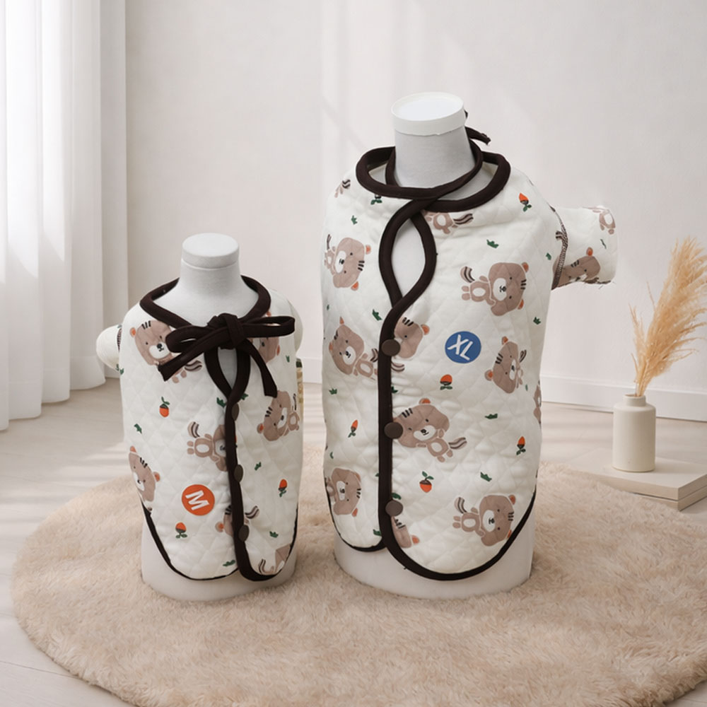 강아지옷 오가닉 목조절 반팔 조끼 고양이 가디건 실내복 멍크 남아 XS