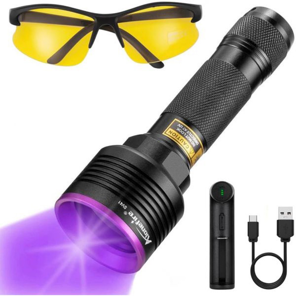 NEFI SV41 가능 UV 10W 재충전 블랙라이트 손전등 395nm 자광X29 MC3충 1개16340 세트 - 상품 이미지
