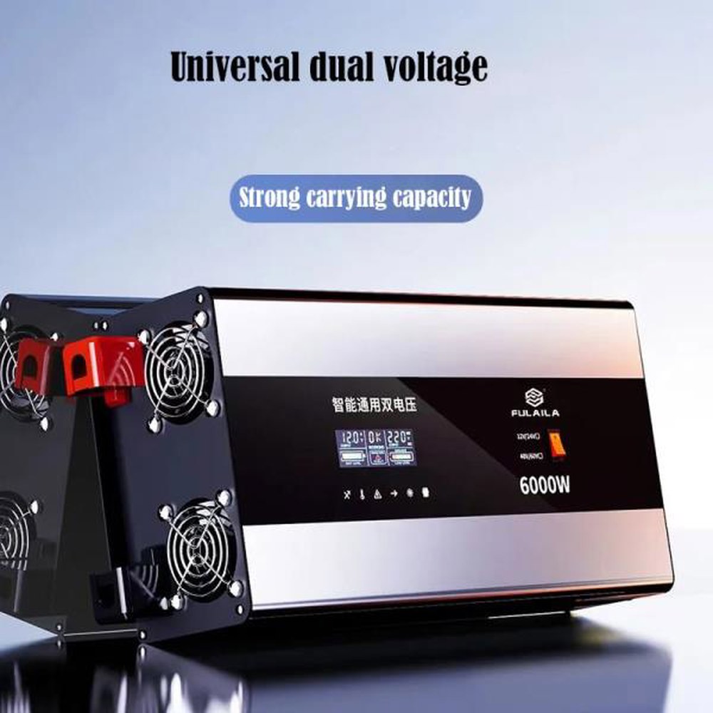 전압계 범용 소켓 3000W 220V 태양광 변압기 순수 6000W LED 인버터 AC 2600W 12V 변환 4500W 사인파 Eu - 상품 이미지