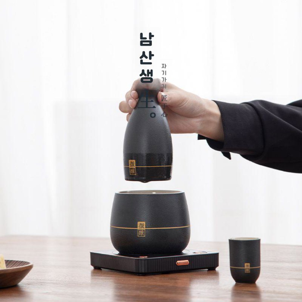 사케 술잔 술병 4개 정종데우기 온주기 온사케 화이트 도쿠리 와인 부르고뉴 4컵 중탕기 4컵 온주기 - 상품 이미지