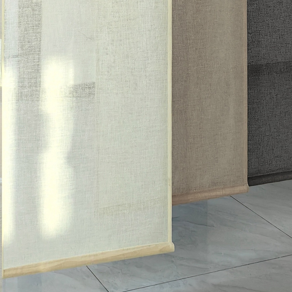 일본식 모시 커튼 조각보 디자인 햇빛가림막 공간분리 밝은 달 흰색 느긋한 90x200cm - 상세 이미지 4