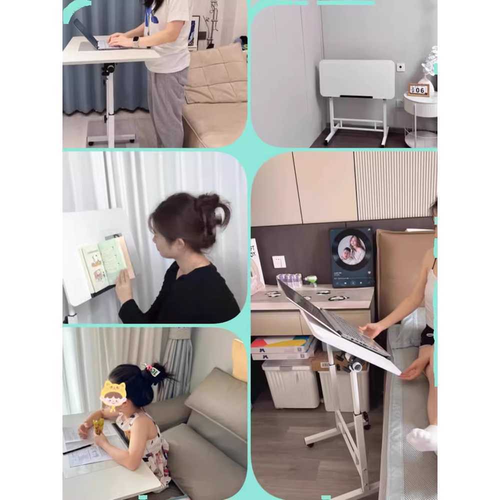 J2K 접이식 공부 책상 1인 가구 노트북 소형 테이블 60x40cm 높이 조절 (화이트) - 상세 이미지 4