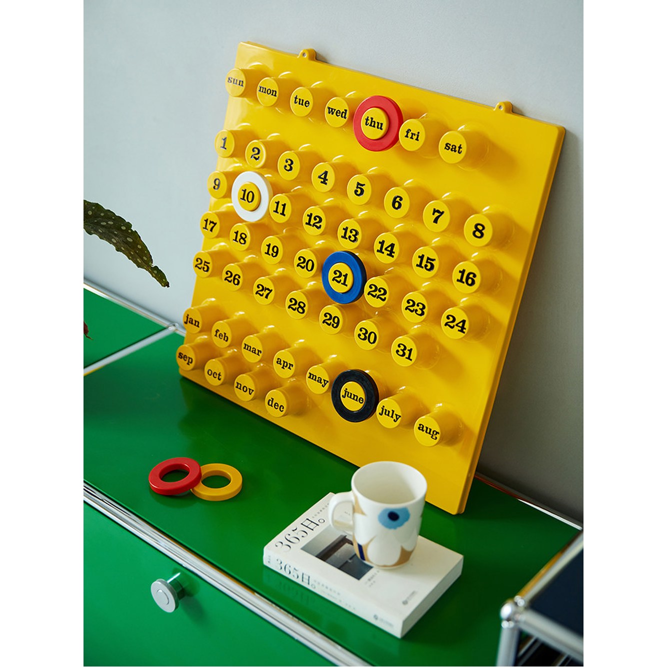 date 평생 화이트 디자인 만년 Mokamoka Ring 링어데이트 스탠다드 우드 벽걸이 달력 화이트 스탠다드 - 상세 이미지 3