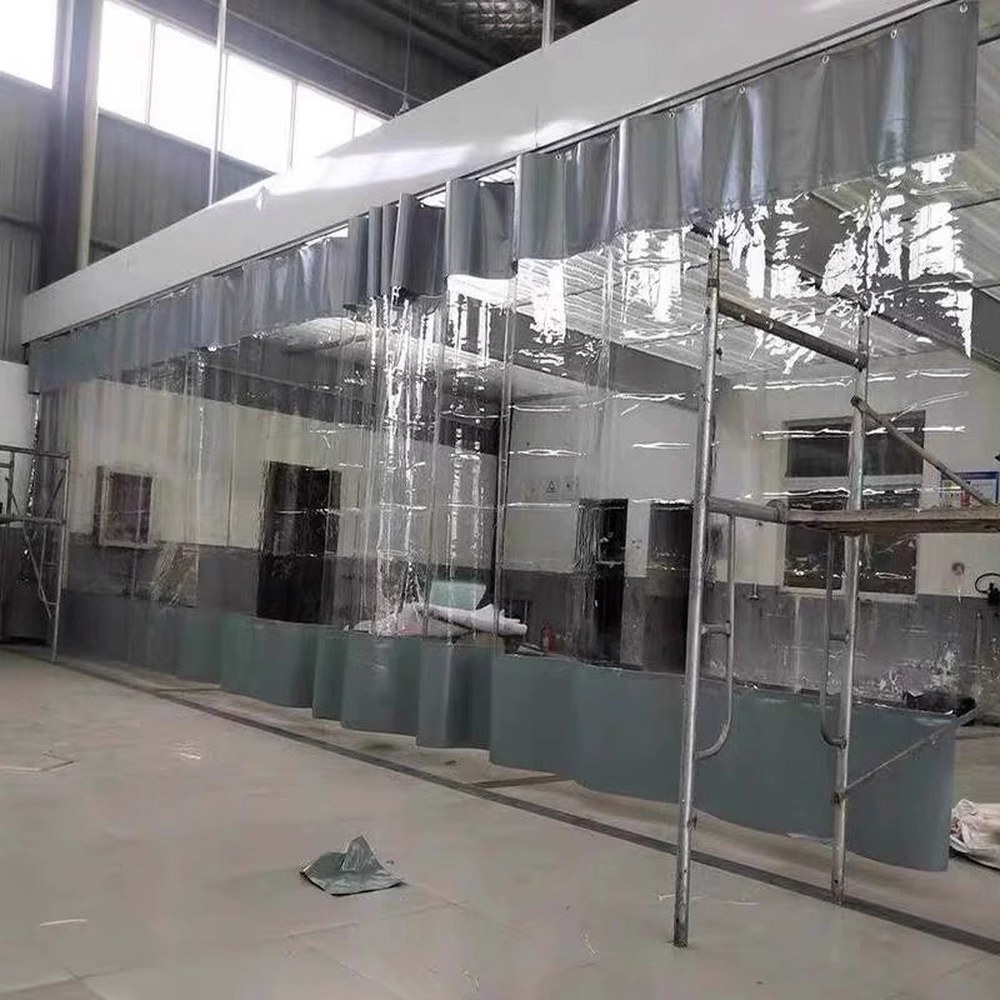 파티션 커튼 작업장 방수포 천막 방풍막 투명 블루 중간투명 N26 너비 2 0m 2m 높이 - 상세 이미지 2