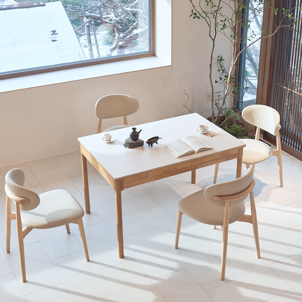 NOON 우디 원목 세라믹 확장형 4인용 6인용 포세린 식탁 1200 1600