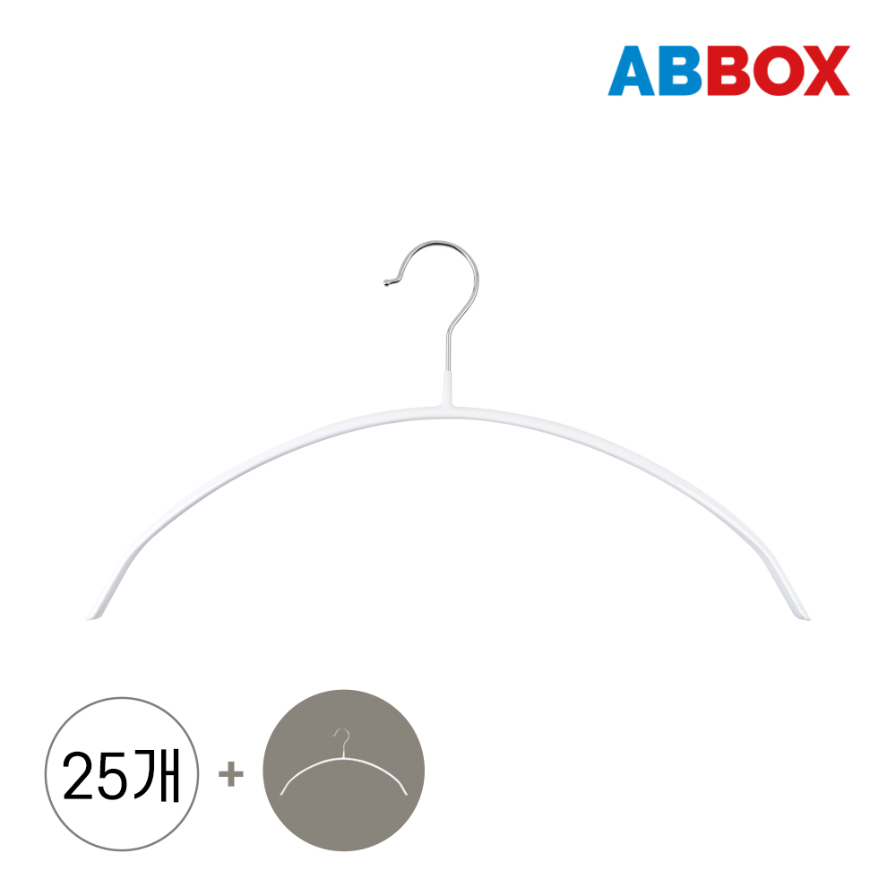 에이비박스 어깨뿔방지 논슬립 상의 라운드 옷걸이 화이트, 25개