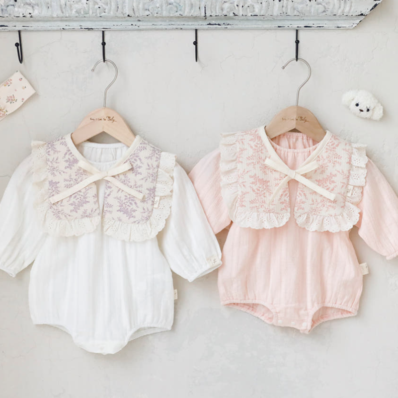 유럽풍 빌리 세이지 아기 프릴 턱받이 신생아 빕 침받이 이유식 받침